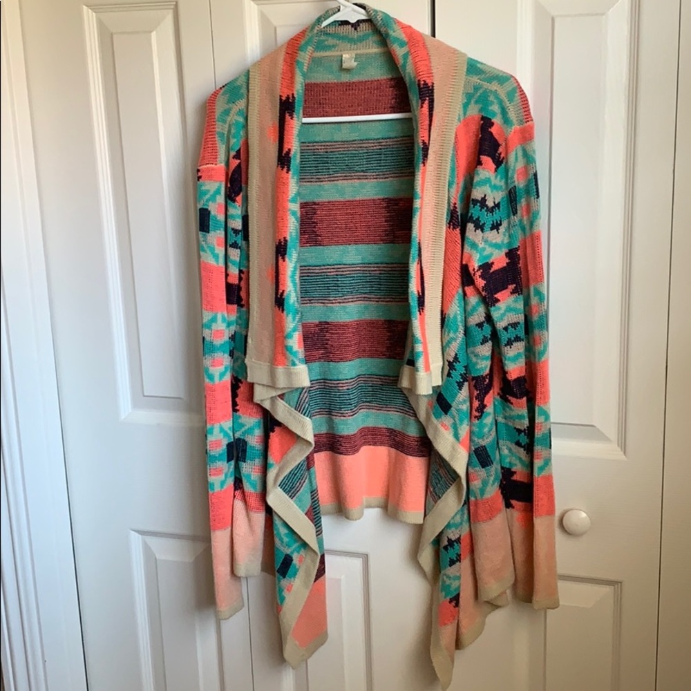 Neon Aztec Print Cardigan